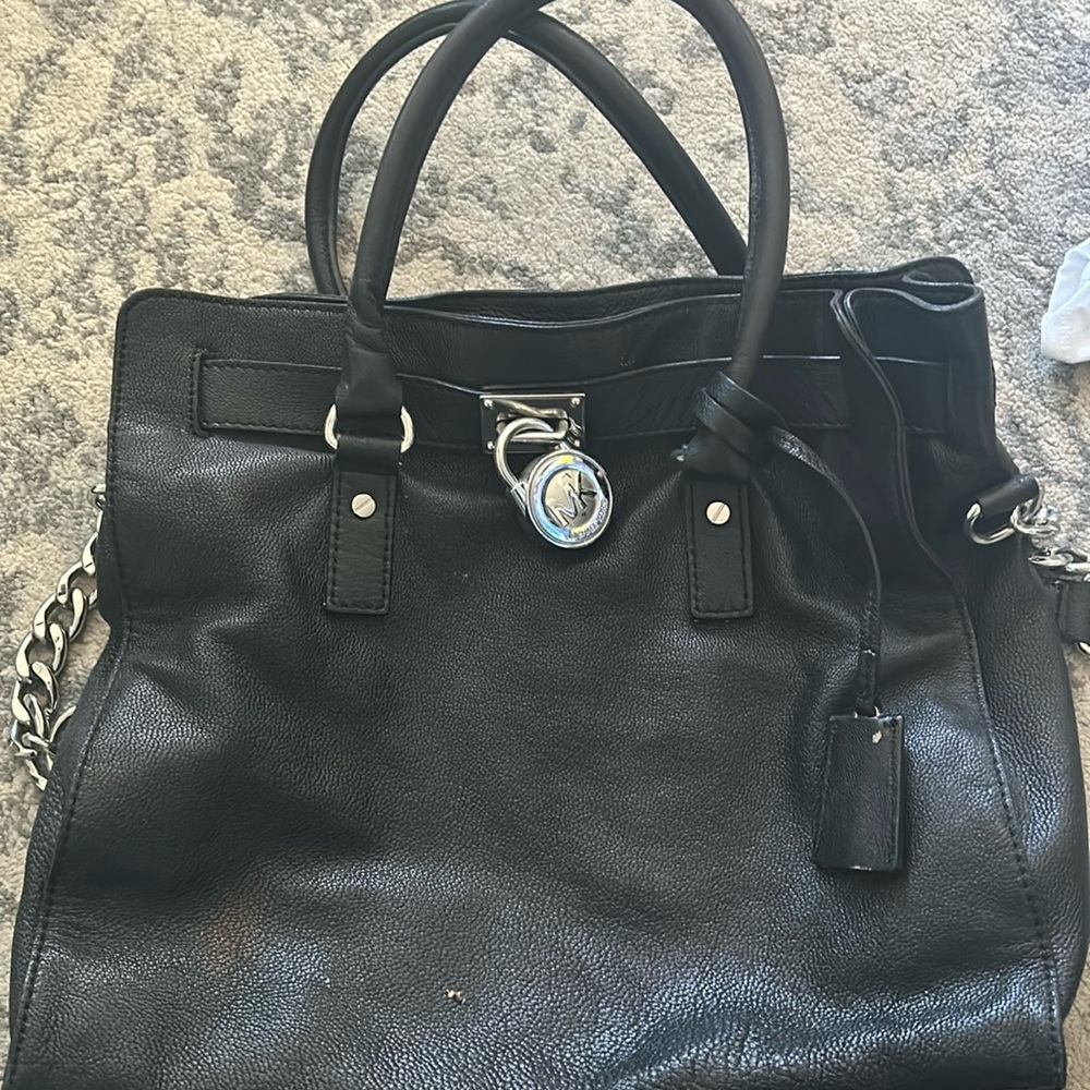 Michael Kors Hamilton Medium Bag normal wear & tear. Black with matching wallet